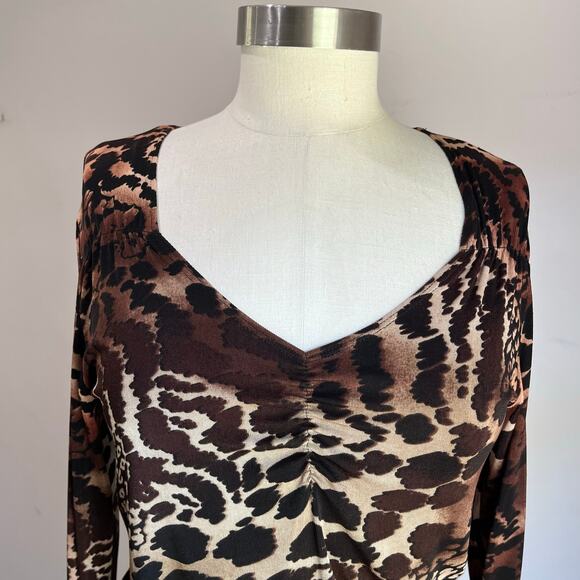 Chico's Travelers Blouse & Midi Skirt Cheetah Print Set Size 0= US Small - Picture 6 of 8